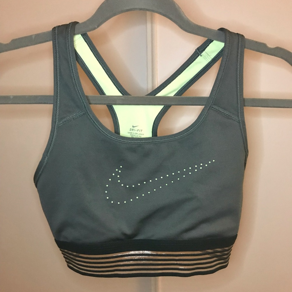 Nike Dri Fit Sports Bra in a Dark Teal/Green